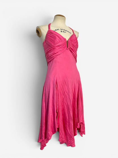S/S 2005 Versace by Donatella Pink Draped Corset Dress