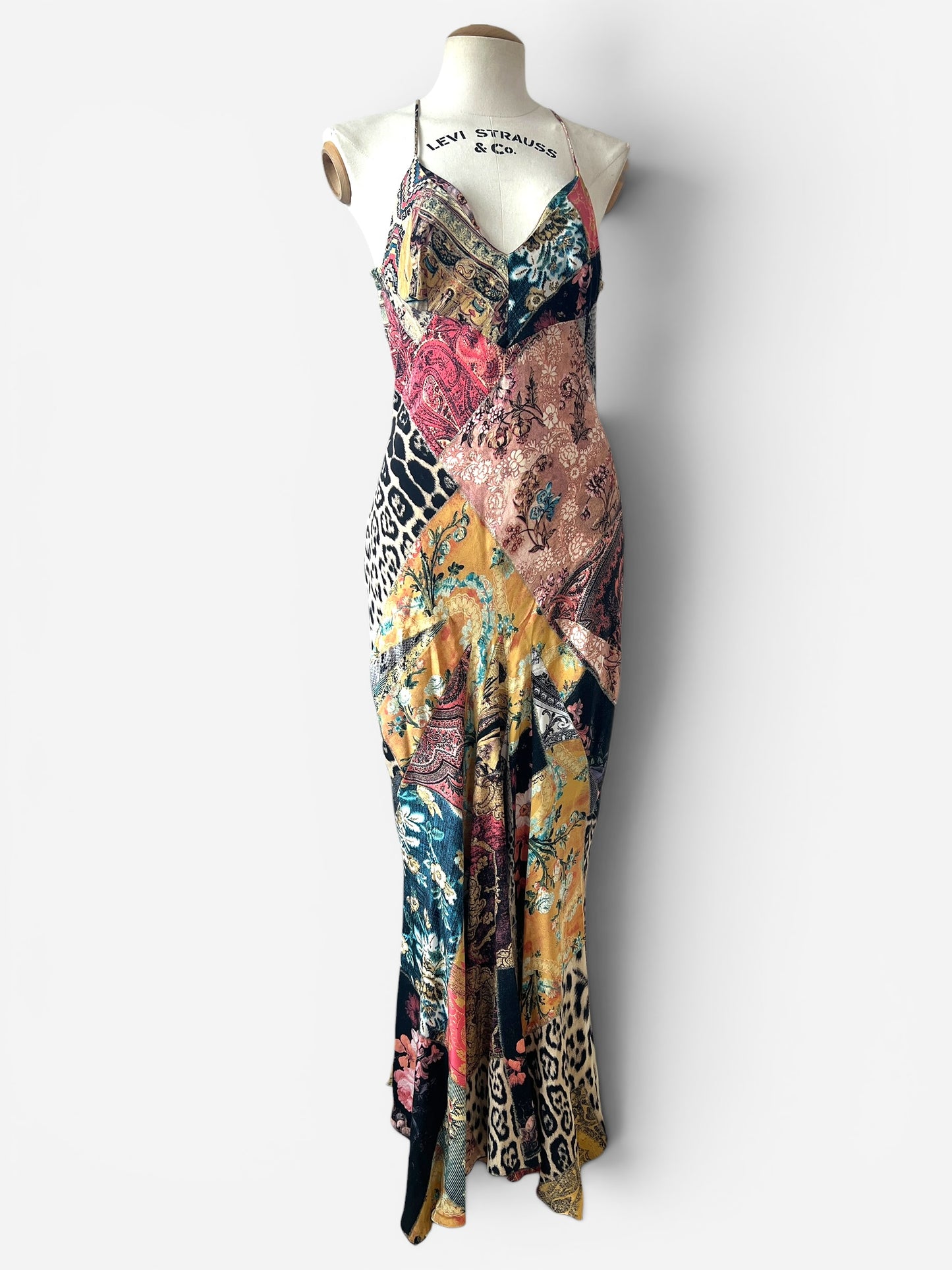 Roberto Cavalli Patchwork Silk Bias Cut Dress, 2002