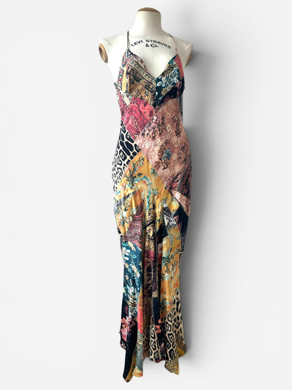 Roberto Cavalli Patchwork Silk Bias Cut Dress, 2002