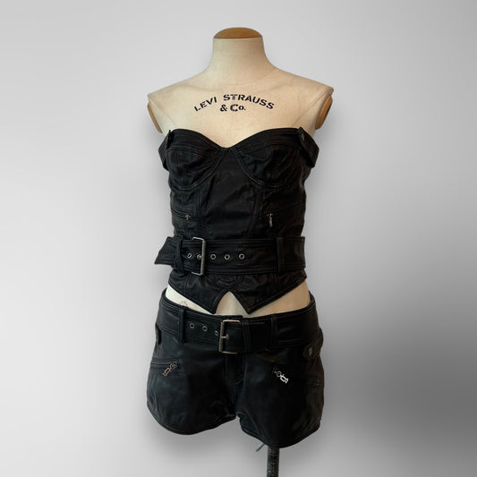 00’s John Galliano leather set (corset & shorts)
