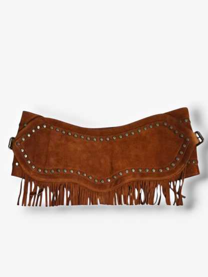 Dolce & Gabbana Spring/Summer 2010 Beige Suede Studded Fringe Micro Skirt