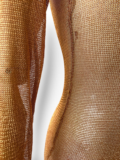Prada copper Metal Knit Maxi Dress, Early–Mid 1990s