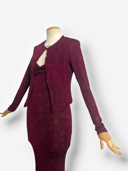 John Galliano, Burgundy Knitted Gown with Cardigan, 2001