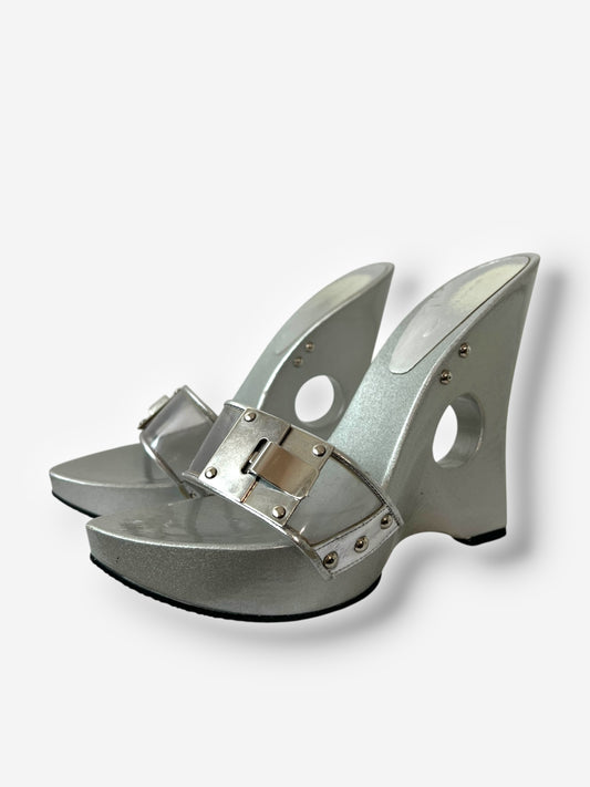 Paco Rabanne S/S 2001 Silver Runway Heels