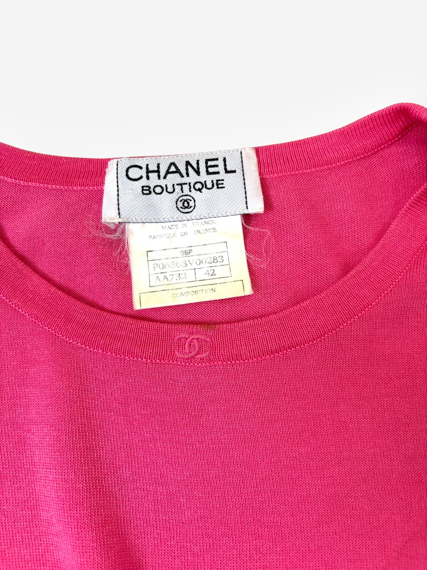 Chanel Neon Pink Short Sleeve Top