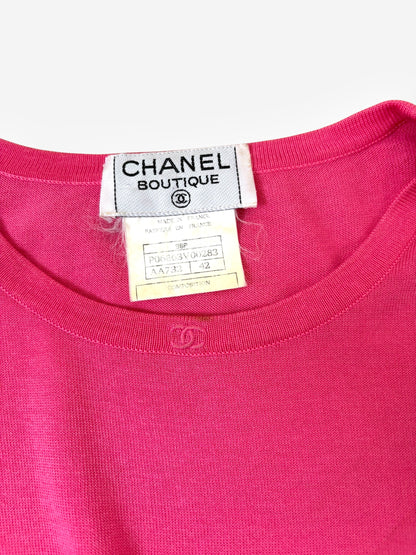 Chanel Neon Pink Short Sleeve Top