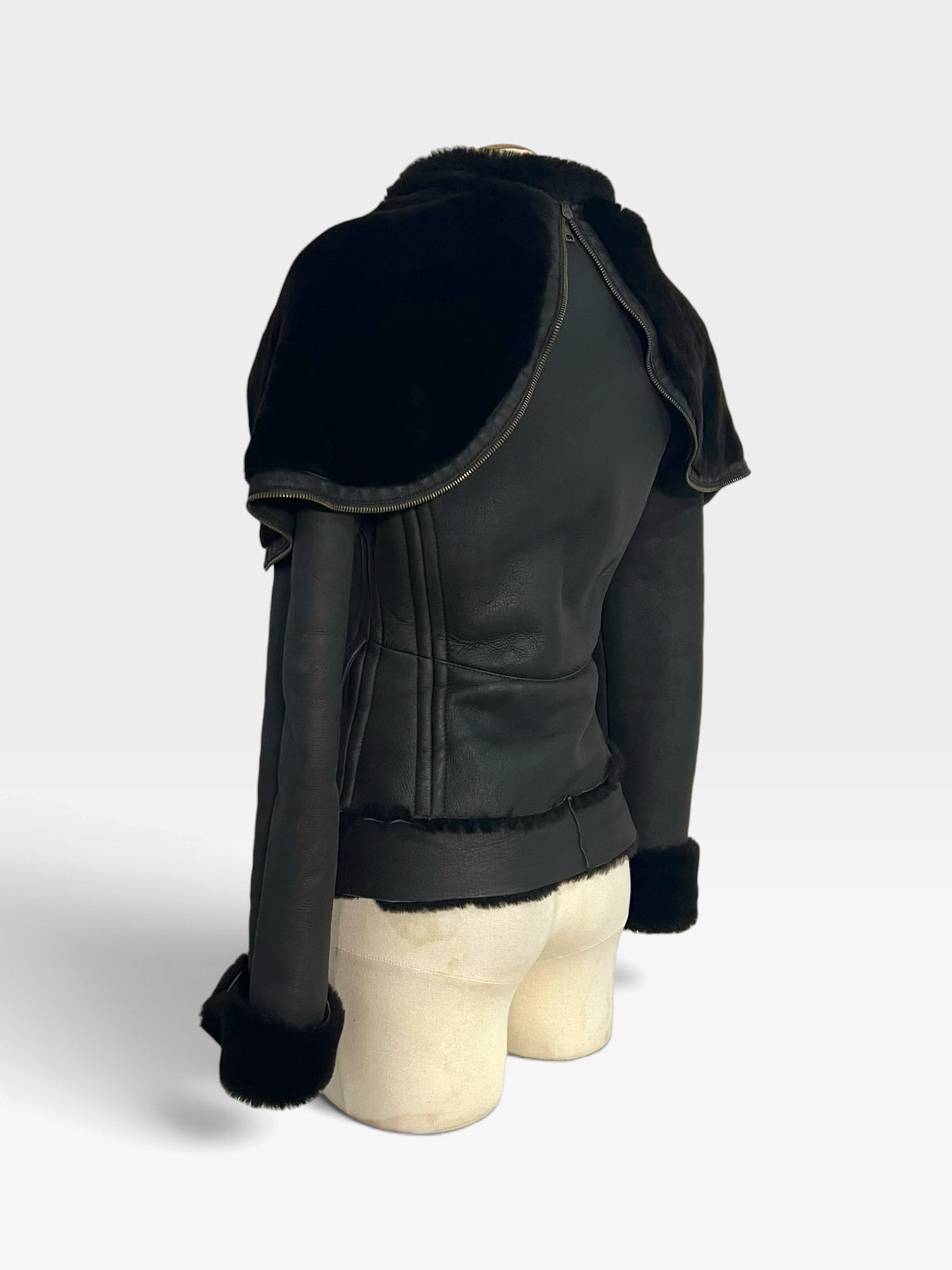 Gucci 2003 F/W Tom Ford shearling zipper hood jacket