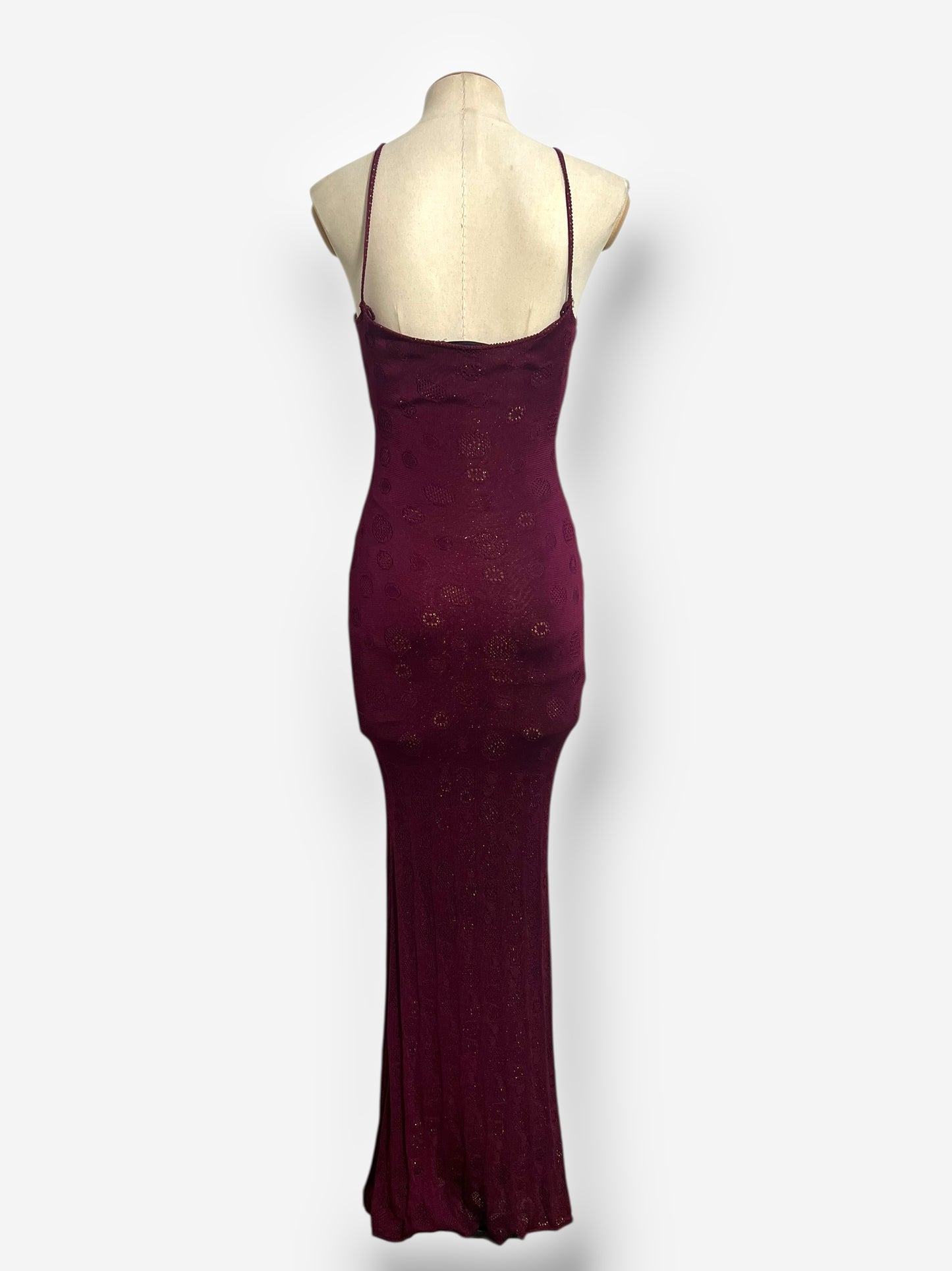 John Galliano, Burgundy Knitted Gown with Cardigan, 2001