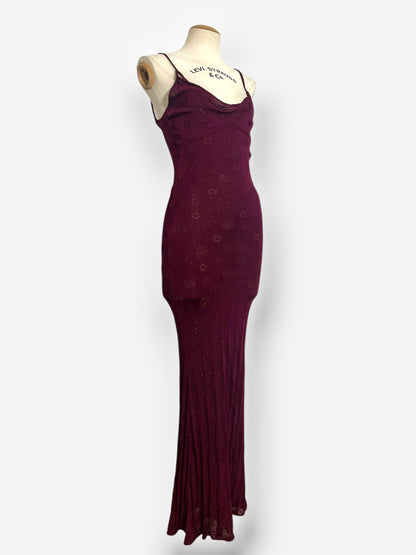 John Galliano, Burgundy Knitted Gown with Cardigan, 2001