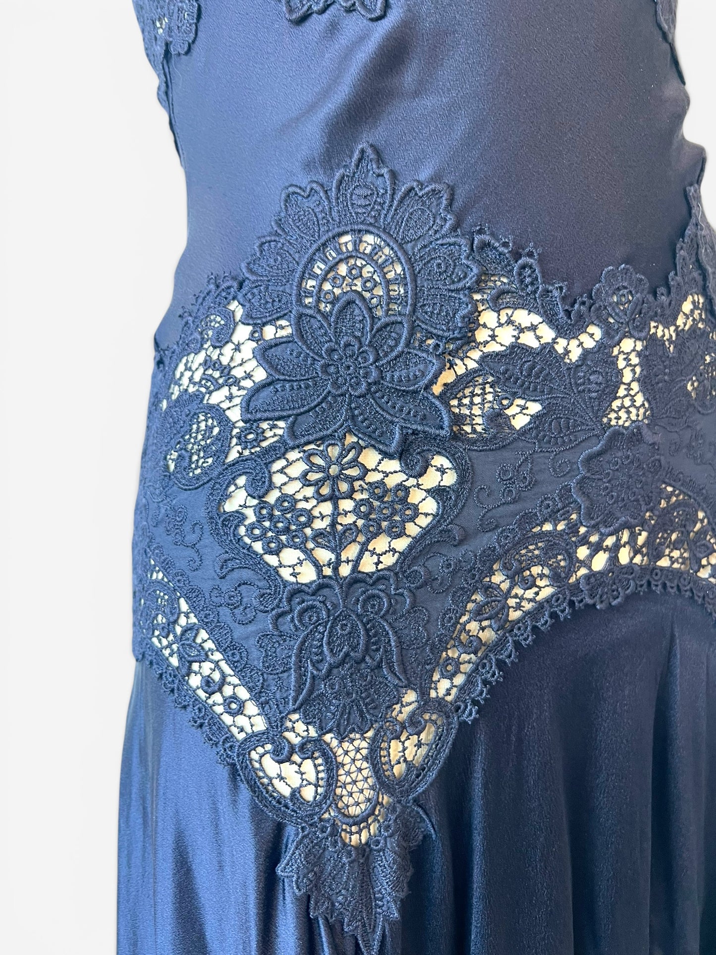 Alexander McQueen Spring/Summer 2005 Navy Lace Slip Dress