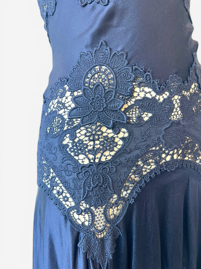 Alexander McQueen Spring/Summer 2005 Navy Lace Slip Dress