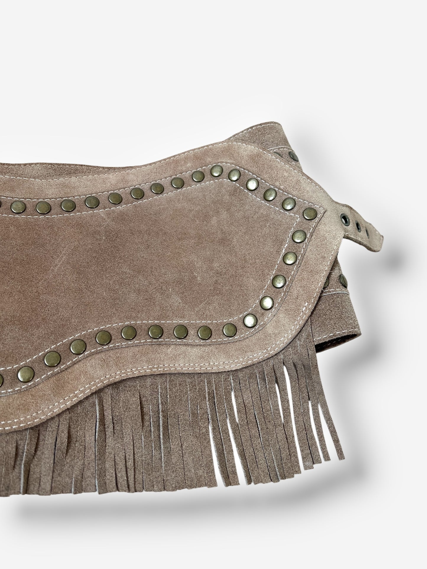 Dolce & Gabbana S/S 2010 Beige Suede Studded Fringe Micro Skirt