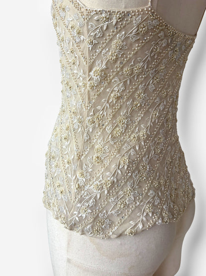 Ralph Lauren Cream Beaded Silk Top, 1998