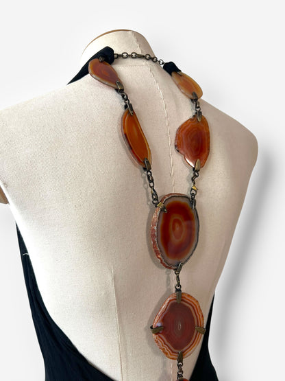 Roberto Cavalli c. 2010 Gemstone Necklace Halter Gown