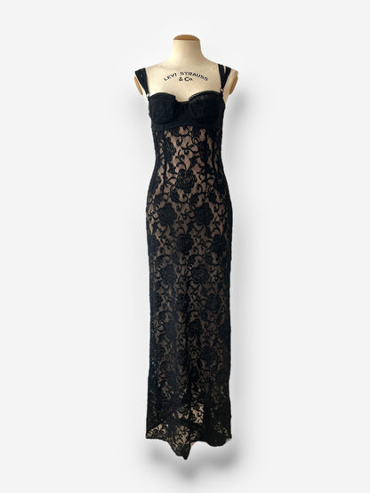 Dolce & Gabbana Spring/Summer 1997 Black Lace Maxi Dress