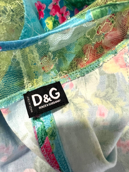 Dolce & Gabbana D&G Floral Lace Panel Slip Dress, Spring Summer 2005