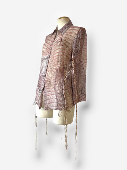 Roberto Cavalli Lace-Up Silk Shirt, Spring/Summer 2011