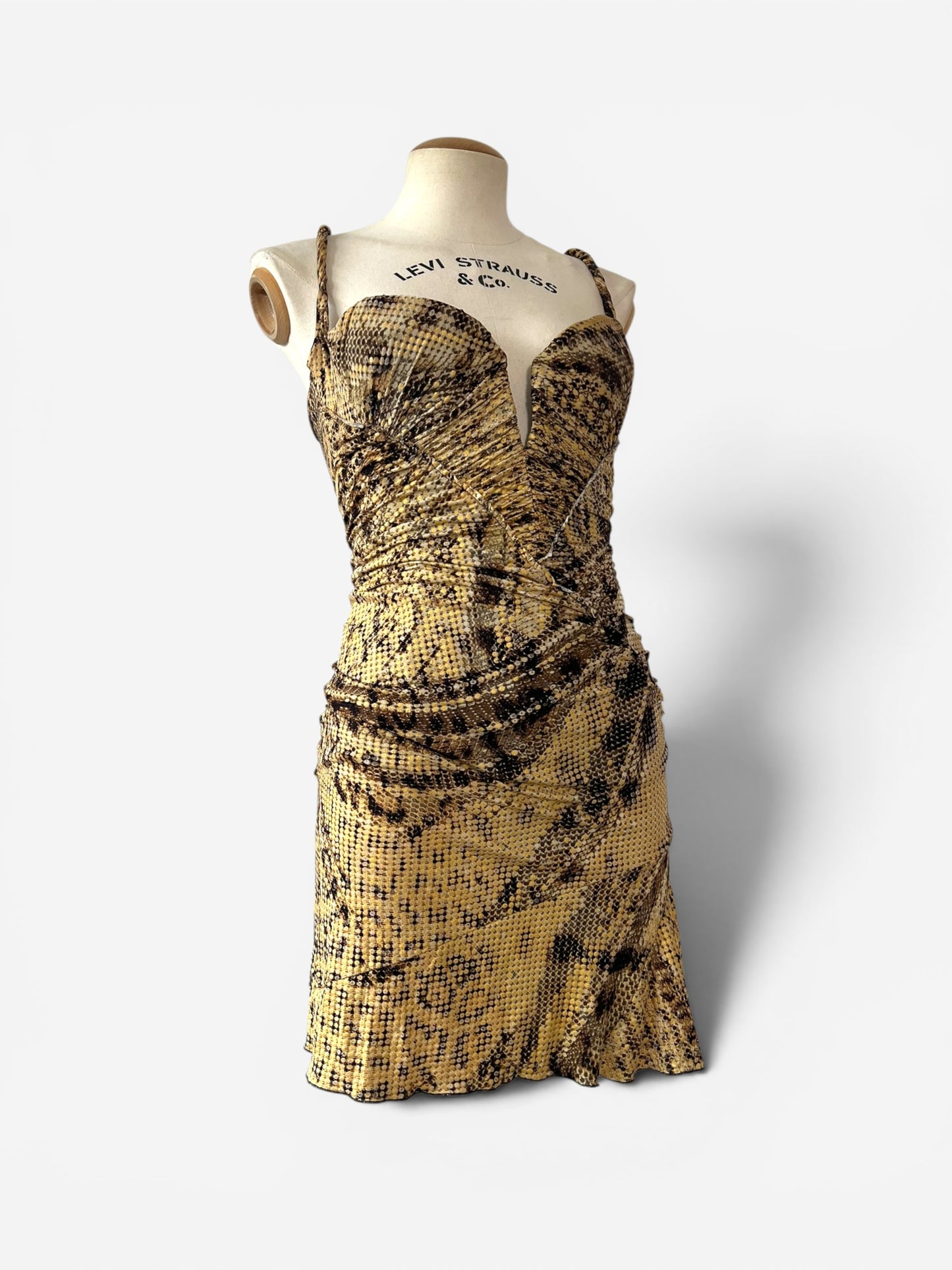 Roberto Cavalli Snake Print Corset Mini Dress, Fall Winter 2003
