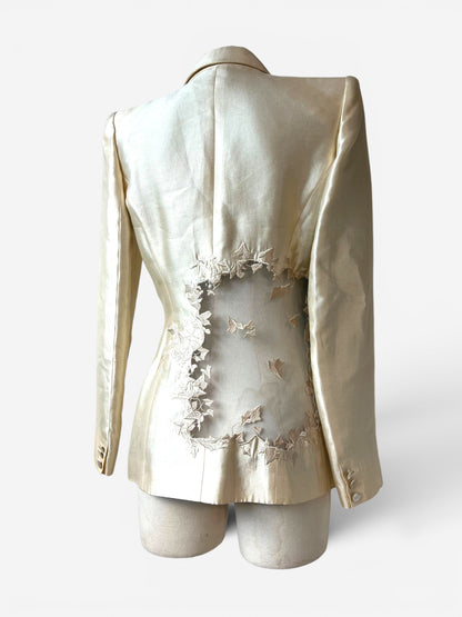 Alexander McQueen 1999 Ivory Cutout Blazer