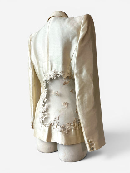 Alexander McQueen 1999 Ivory Cutout Blazer