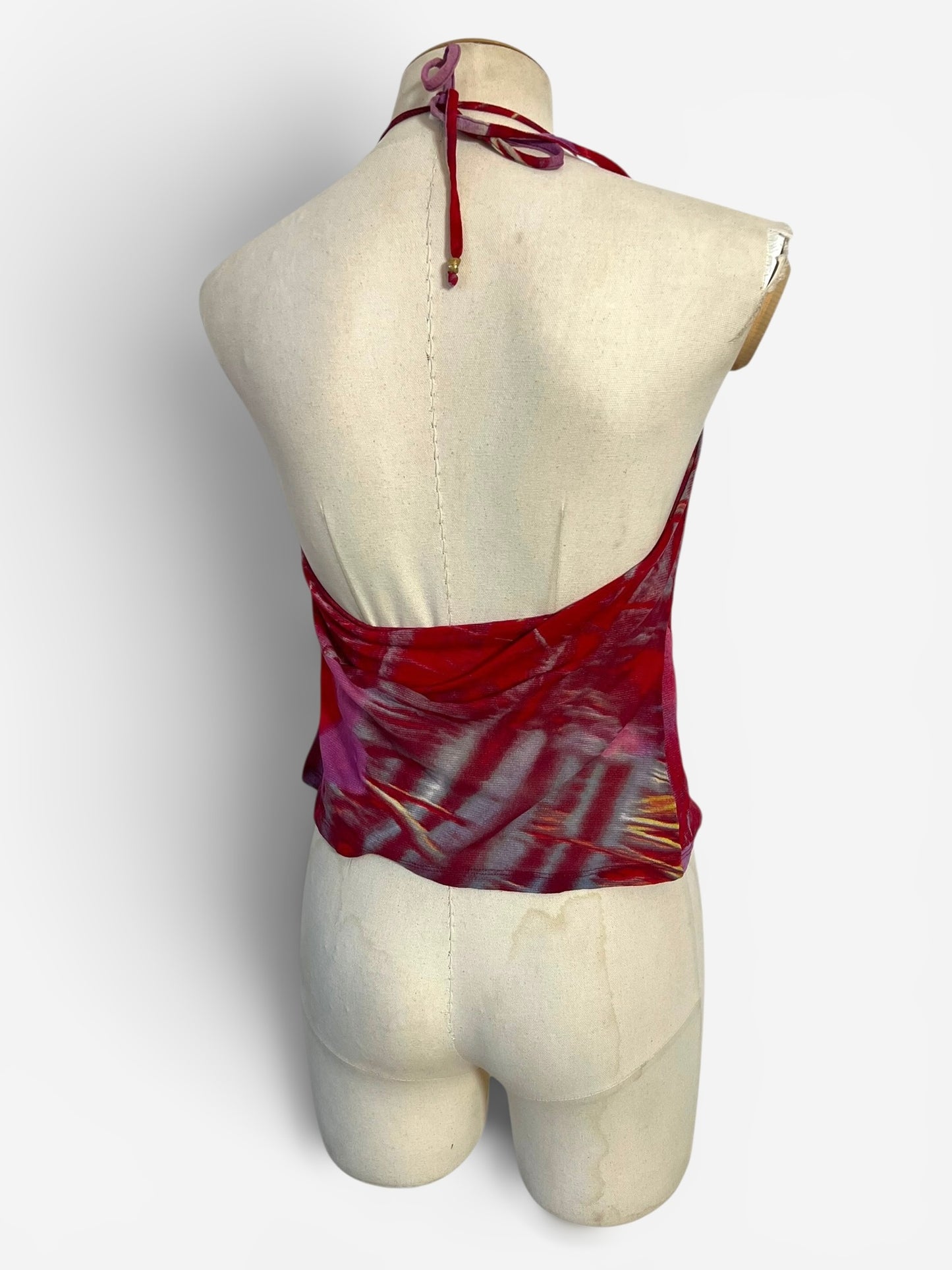 Roberto Cavalli Floral Crystal Mesh Halter Top, Spring/Summer 2000