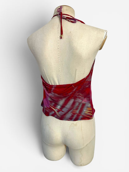 Roberto Cavalli Floral Crystal Mesh Halter Top, Spring/Summer 2000