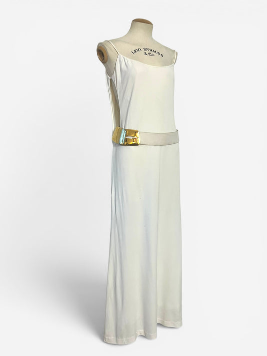 Gucci by Tom Ford White Belted Runway Slip Dress, Spring/Summer 1996