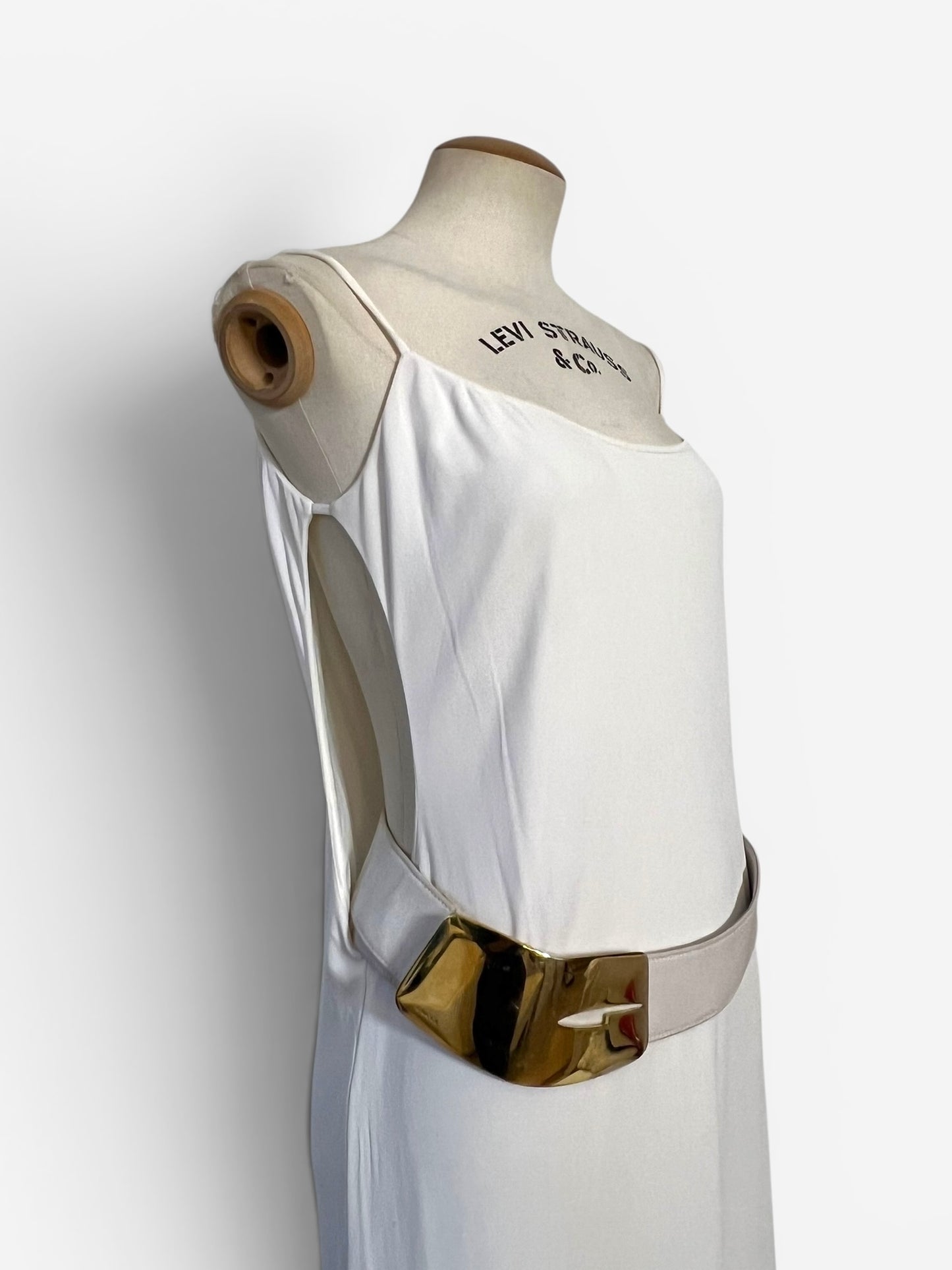 Gucci by Tom Ford White Belted Runway Slip Dress, Spring/Summer 1996