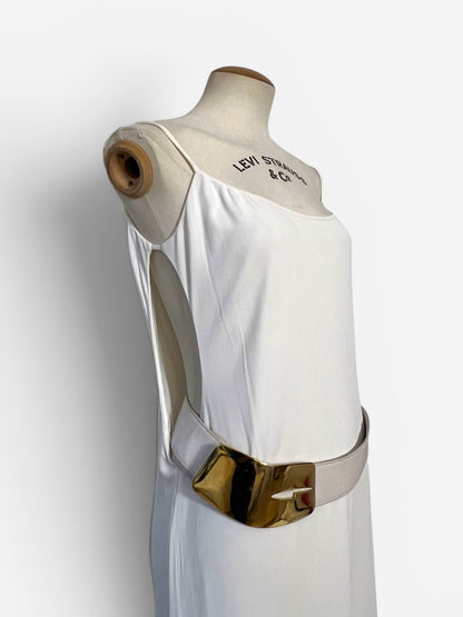 Gucci by Tom Ford White Belted Runway Slip Dress, Spring/Summer 1996