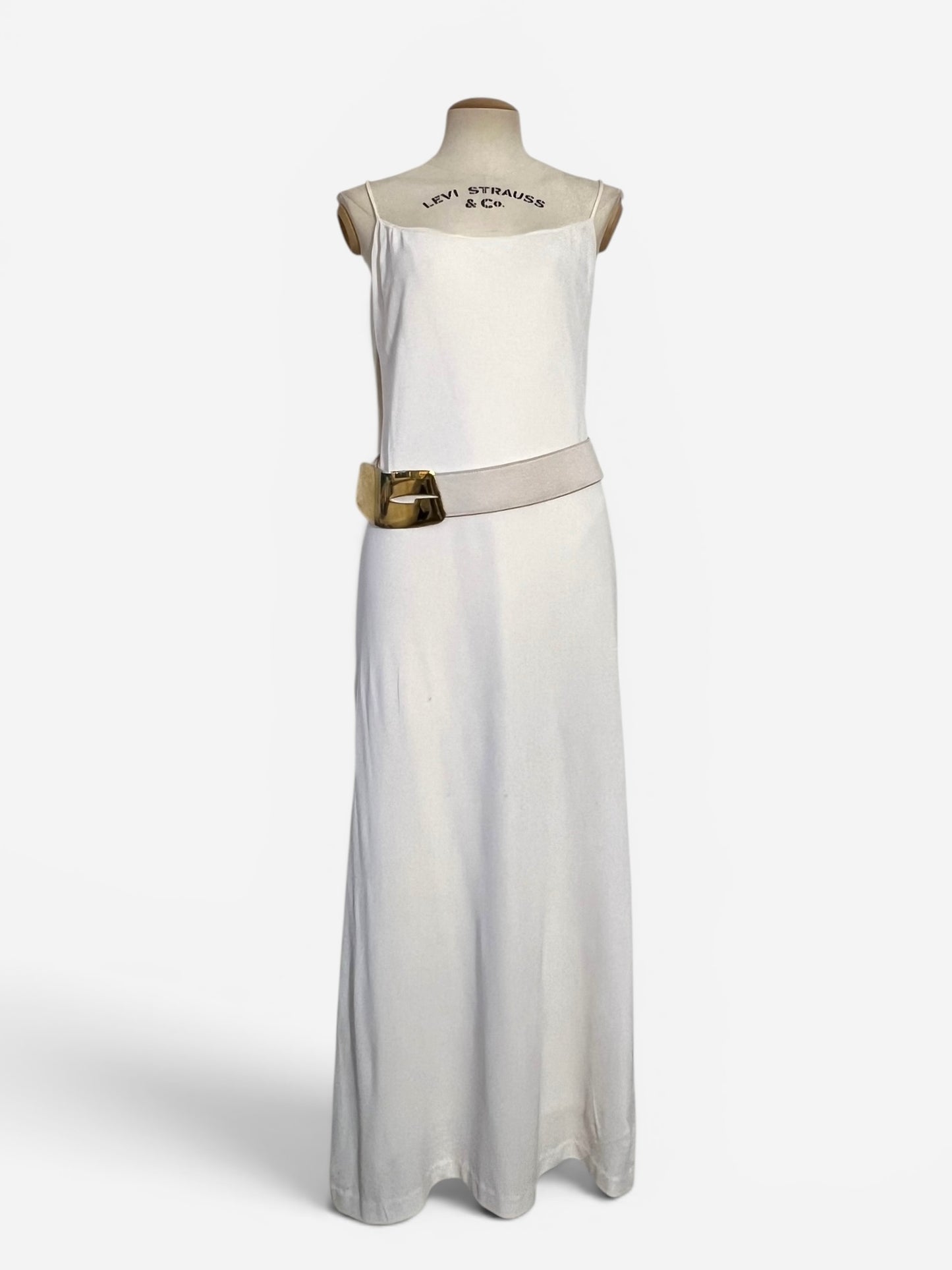 Gucci by Tom Ford White Belted Runway Slip Dress, Spring/Summer 1996