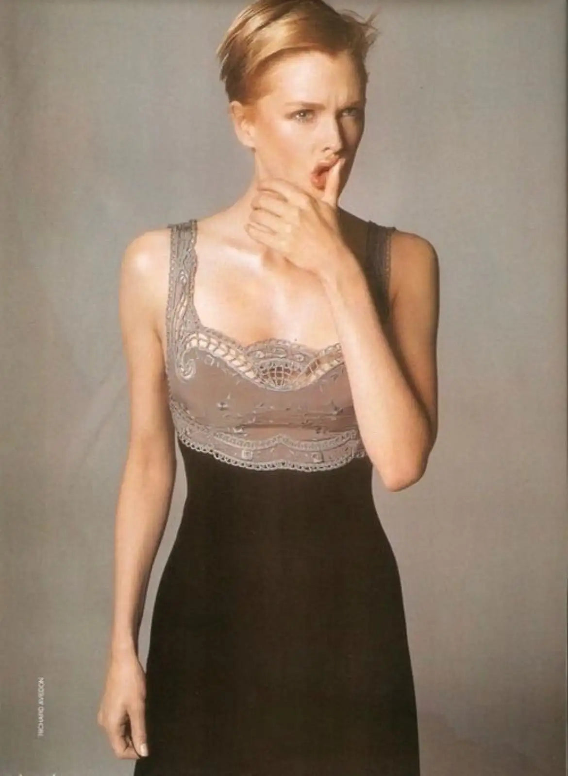 Gianni Versace Couture Spring/Summer 1997 Grey Lace Embroidered Dress