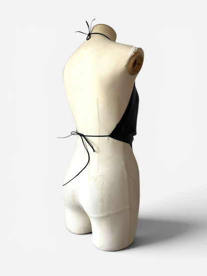 Whiting &amp; Davis Vintage Black Metal Mesh Halter Top, 1970s/1980s