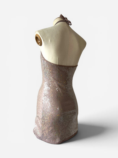 Vintage Chanel by Karl Lagerfeld Iridescent Sequin Halter Mini Dress, Spring/Summer 2005