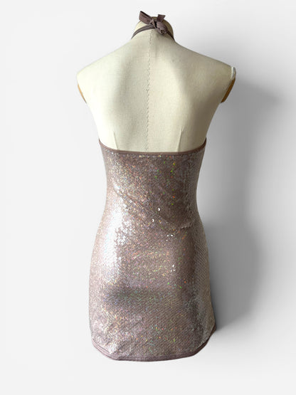 Vintage Chanel by Karl Lagerfeld Iridescent Sequin Halter Mini Dress, Spring/Summer 2005