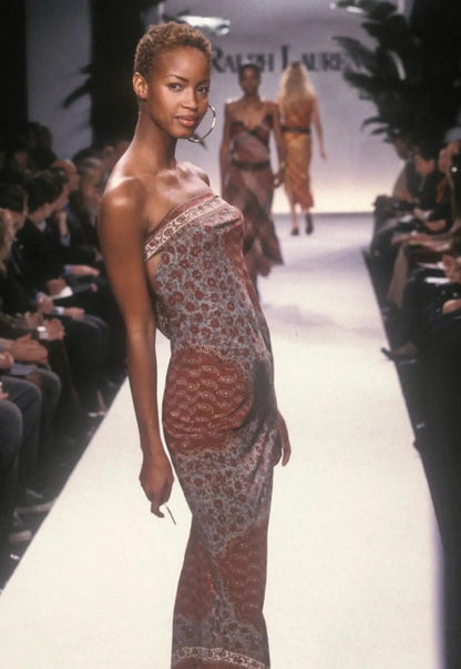 Ralph Lauren Spring/Summer 1997 Floral Print Cutout Strapless Dress