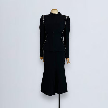 Alexander Mcqueen 2004 black tailor stitches suit