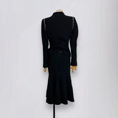 Alexander Mcqueen 2004 black tailor stitches suit