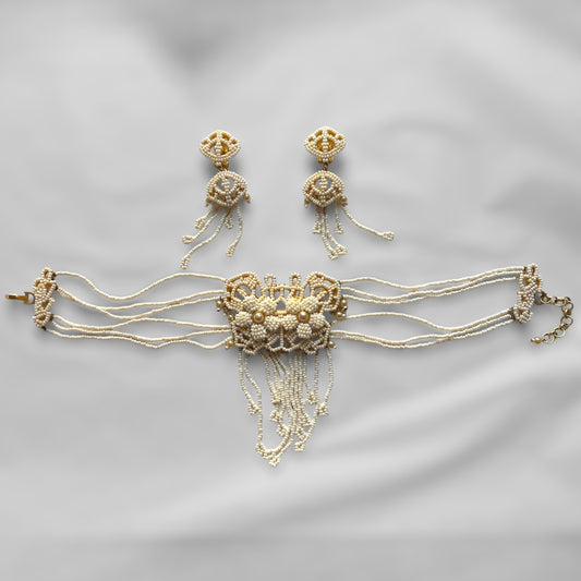 Christian Dior 1990s Gold-Plated, Choker, and Earrings Set with Pearly Beads