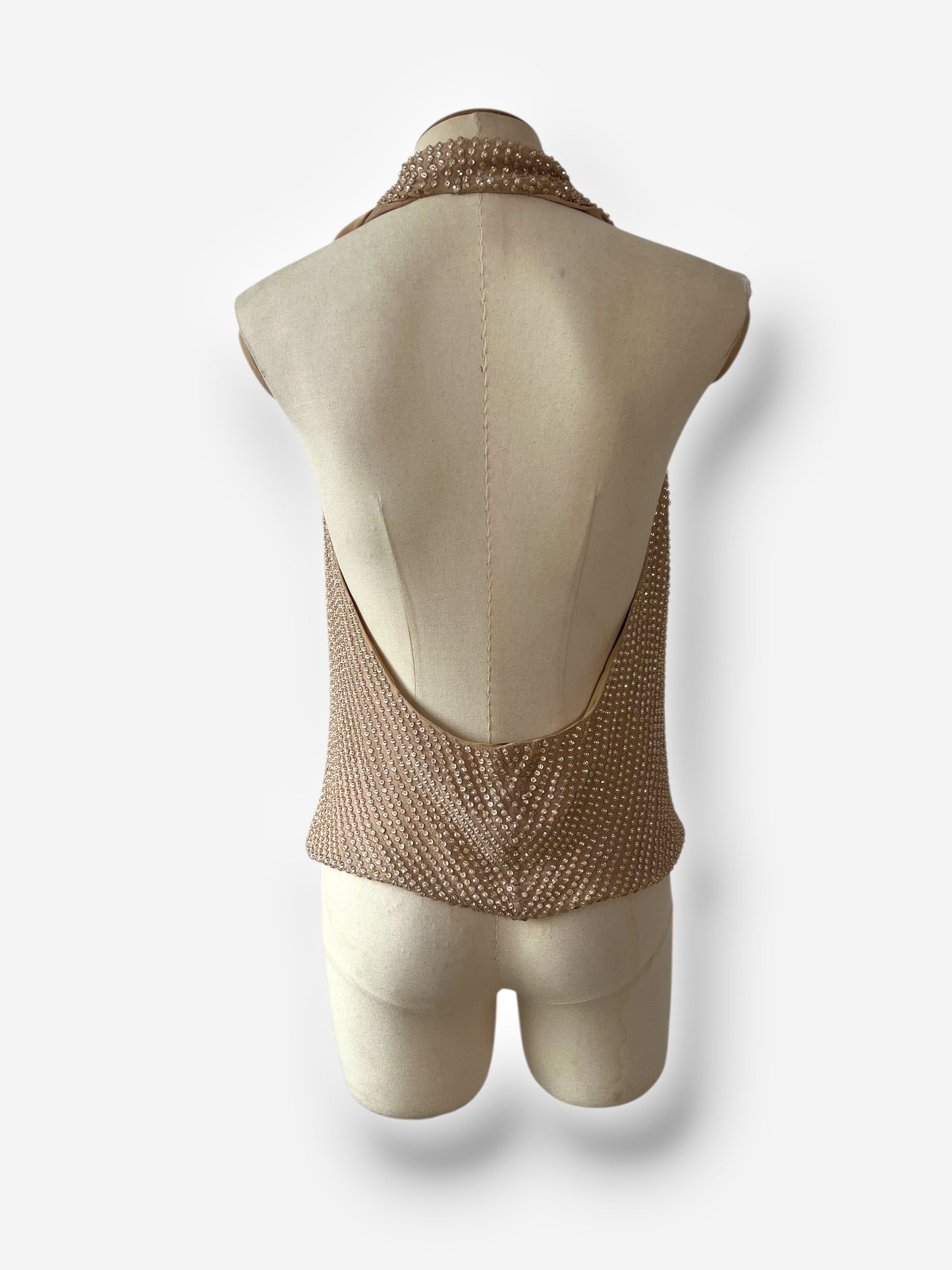 Haute Hippie, 2000s fully beaded silk halter top