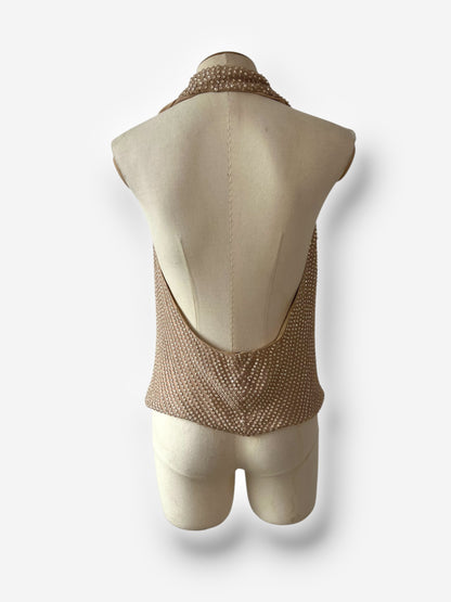 Haute Hippie, 2000s fully beaded silk halter top