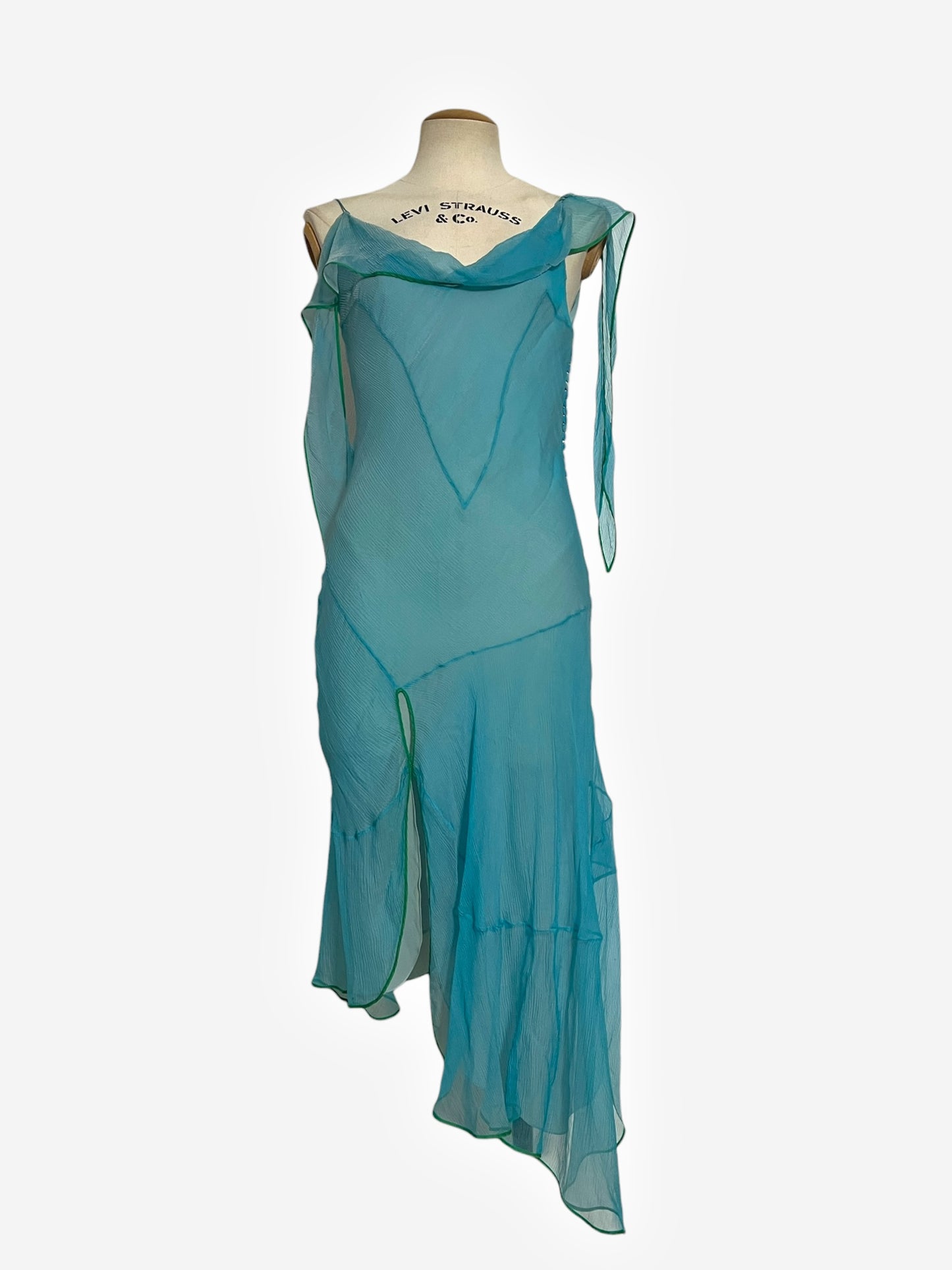 Christian Dior 2005 assymetric blue dress