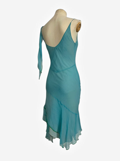 Christian Dior 2005 assymetric blue dress