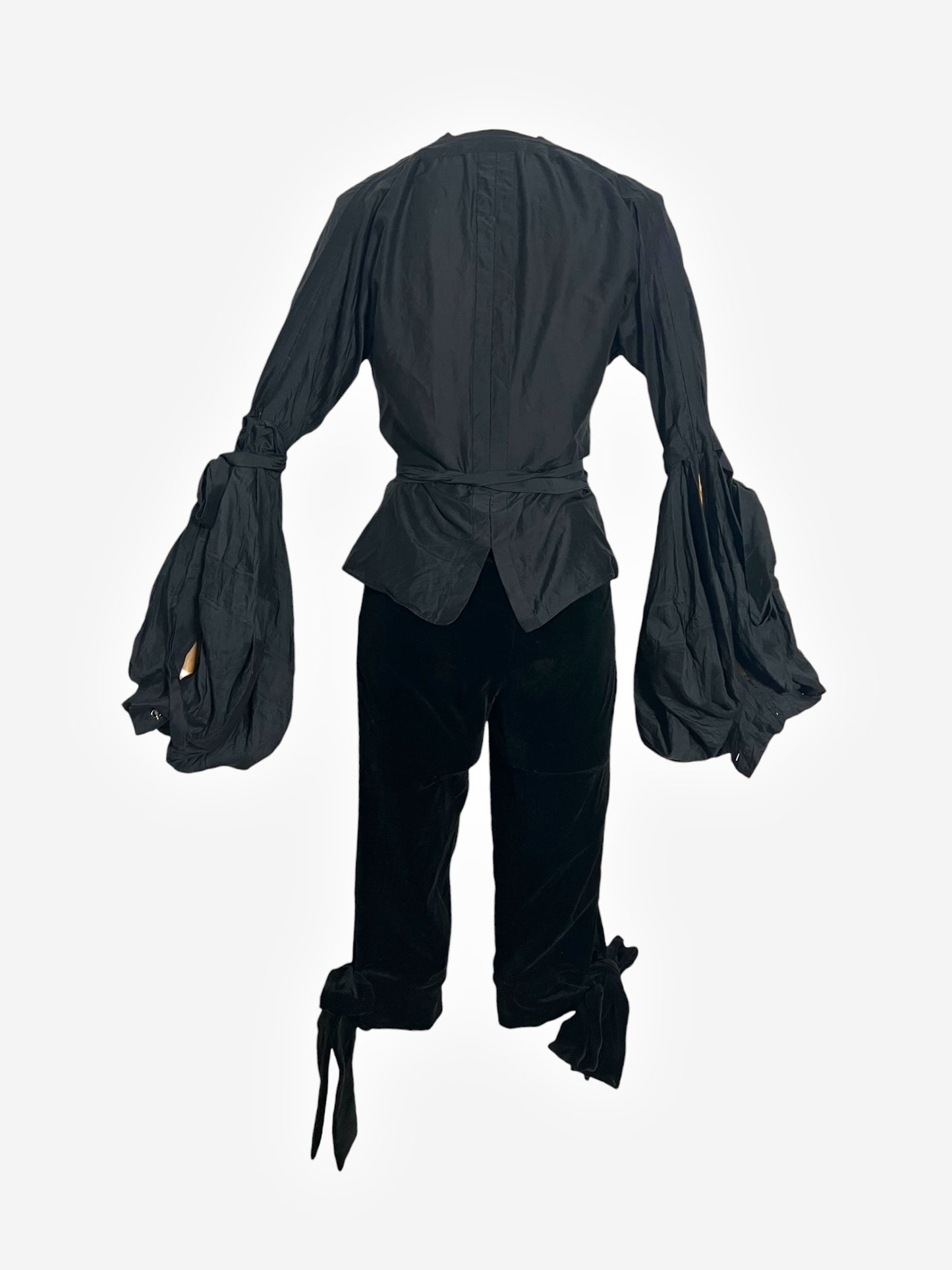 Yves Saint Laurent 2002 FW Pirate Tie Blouse and Black Velvet Crop Pants