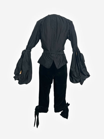 Yves Saint Laurent 2002 FW Pirate Tie Blouse and Black Velvet Crop Pants