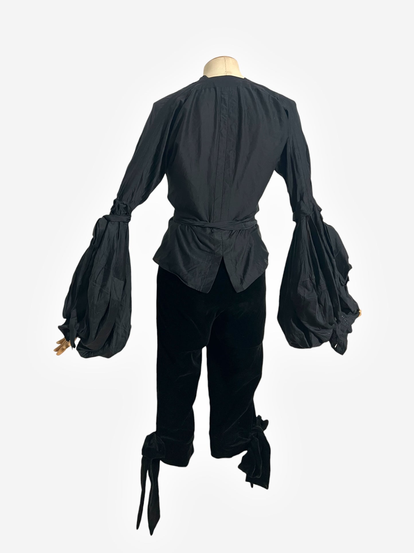 Yves Saint Laurent 2002 FW Pirate Tie Blouse and Black Velvet Crop Pants