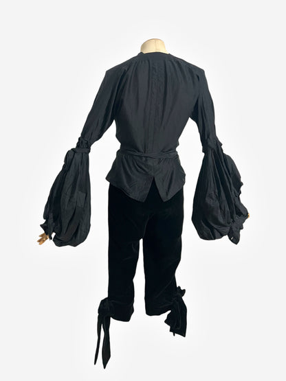 Yves Saint Laurent 2002 FW Pirate Tie Blouse and Black Velvet Crop Pants