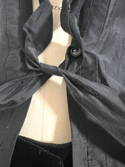 Yves Saint Laurent 2002 FW Pirate Tie Blouse and Black Velvet Crop Pants