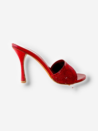 Gucci by Tom Ford, Red Beaded GG Heels – Size 37.5