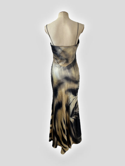 Roberto Cavalli 2000s Silk Tiger Print Bias-Cut Dress