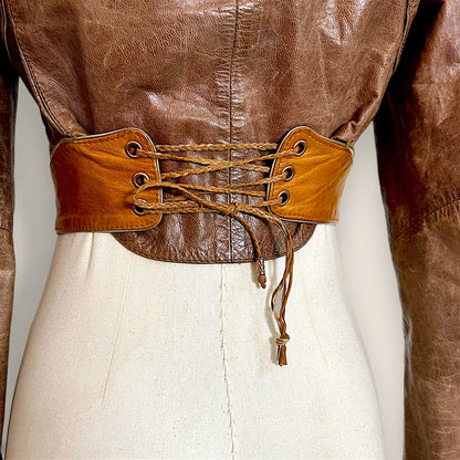 Roberto Cavalli 2002 runway cropped leather jacket